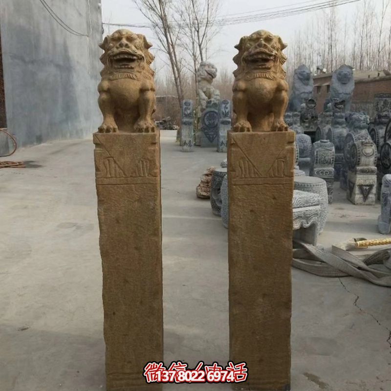 砂巖拴馬柱擺件，為你的寺廟門口增添優(yōu)雅氣息