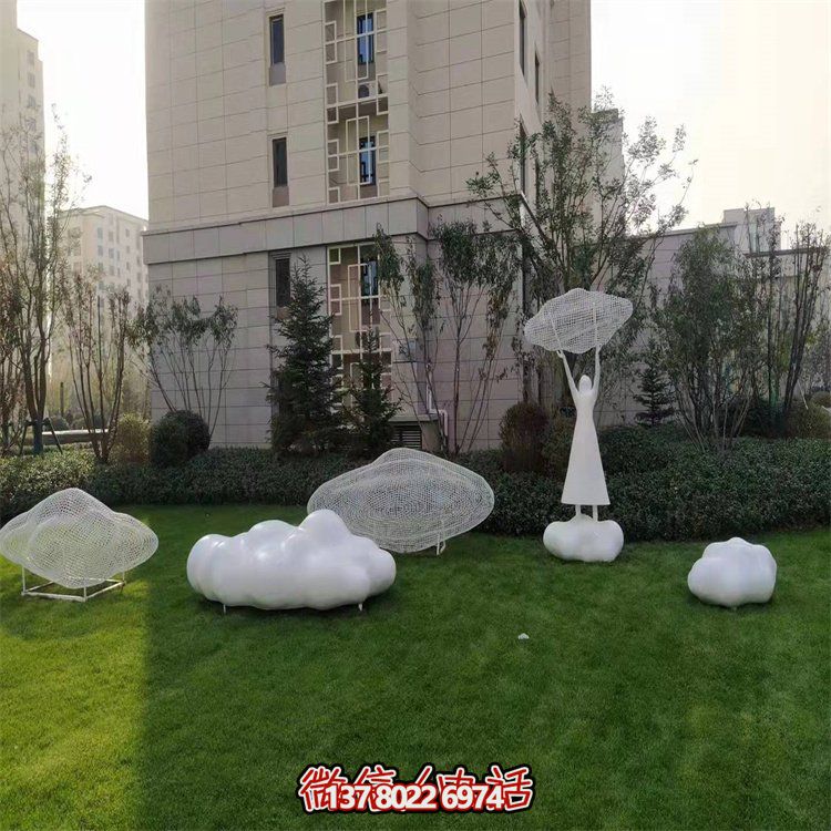 不銹鋼創(chuàng)意鏤空戶外園林祥云雕塑——美景美事，祈愿福氣