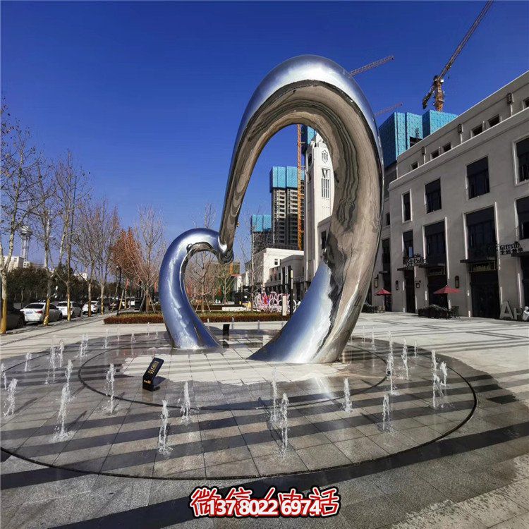 不銹鋼圓形雕塑精致工藝，拋光鏡面，抽象藝術(shù)