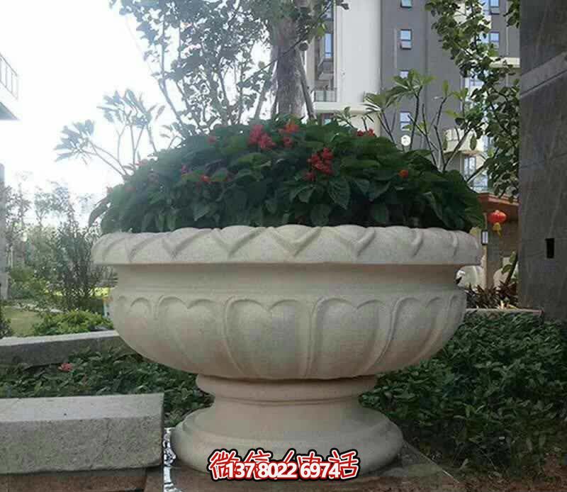 精美巨型大理石石雕花盆雕塑，讓你的別墅街道更加精彩