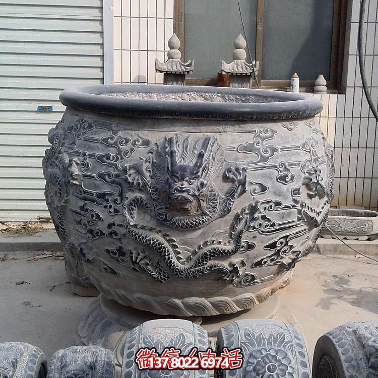 石雕仿古舊圓形裝飾缸，精美外觀，多功能應(yīng)用