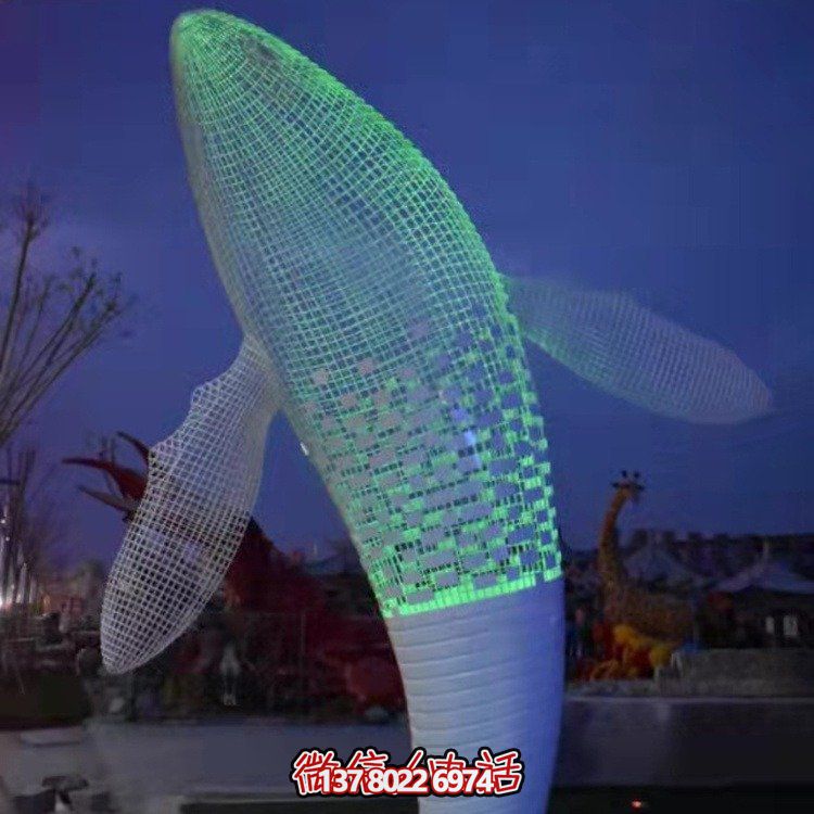不銹鋼鯨魚雕塑景觀，營(yíng)造完美空間氛圍