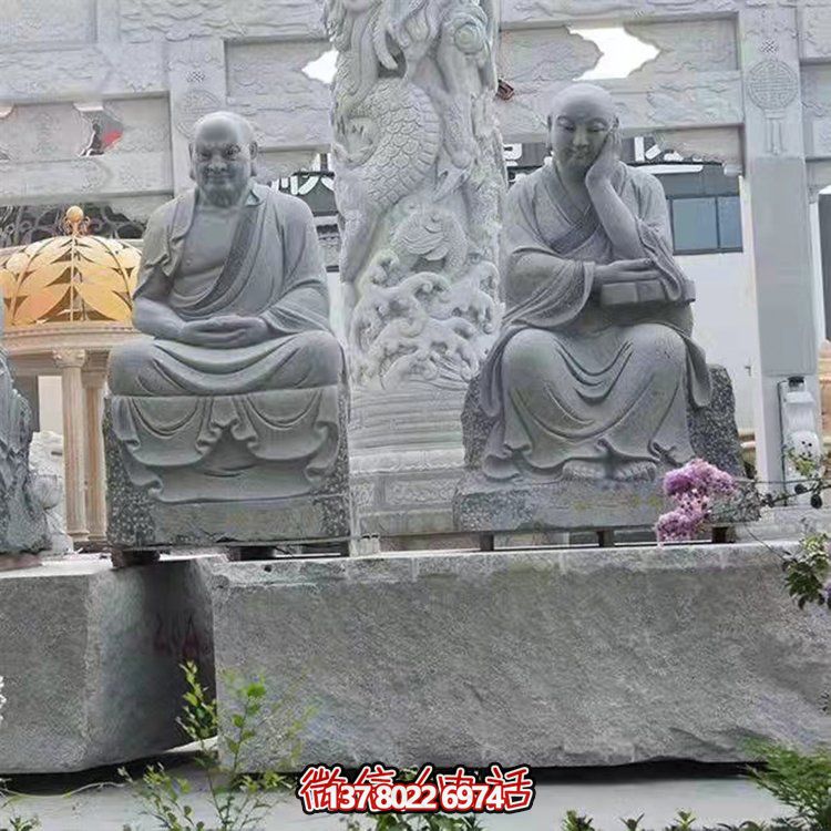大型戶外石雕佛像雕塑，裝點(diǎn)美麗的寺院園林
