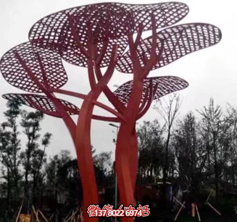 兒童安全游樂園，不銹鋼網(wǎng)格樹雕塑裝置