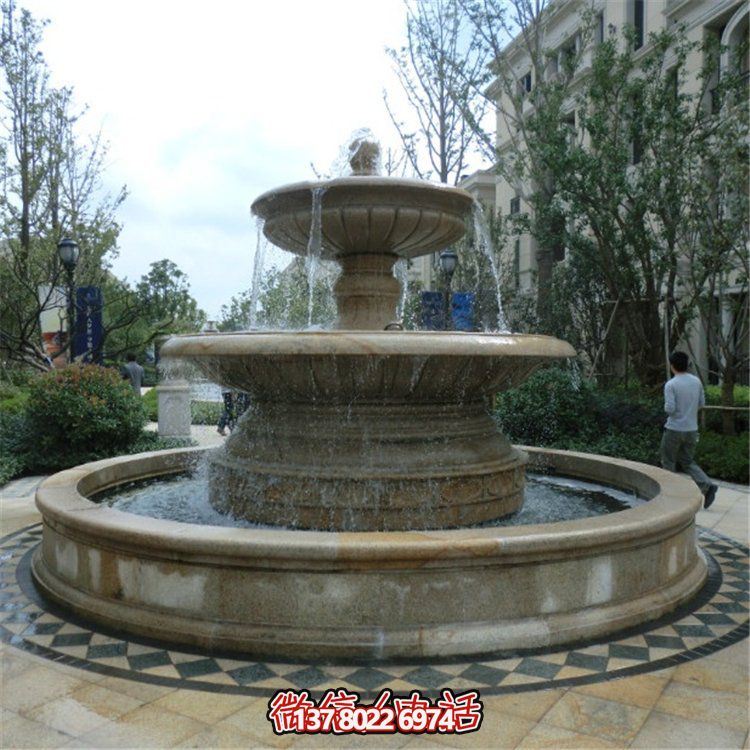 歐式雙層大理石流水噴泉，為小區(qū)增添高貴氣質(zhì)
