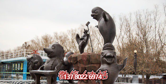 不銹鋼海豚雕塑，個(gè)性創(chuàng)意花園裝飾