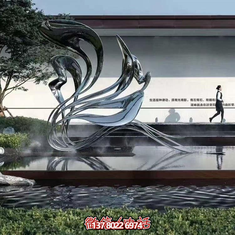大型不銹鋼抽象雕塑，現(xiàn)代水景景觀(guān)創(chuàng)意裝飾