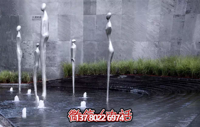 不銹鋼抽象噴泉雕塑，景觀創(chuàng)意裝置