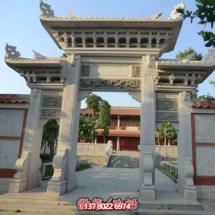 精美大理石石雕景區(qū)園林，大型門樓牌坊雕塑