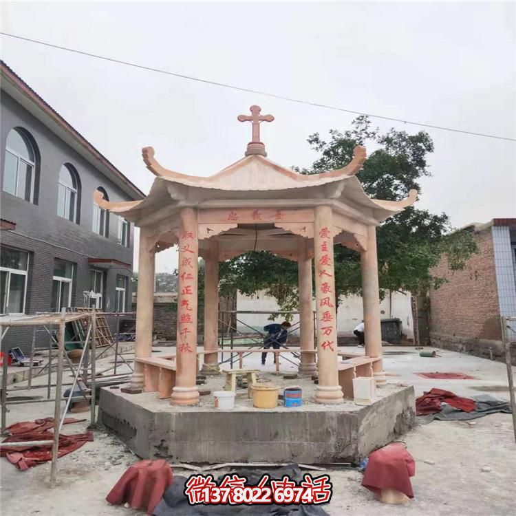 天然大理石涼亭，營造休閑庭院