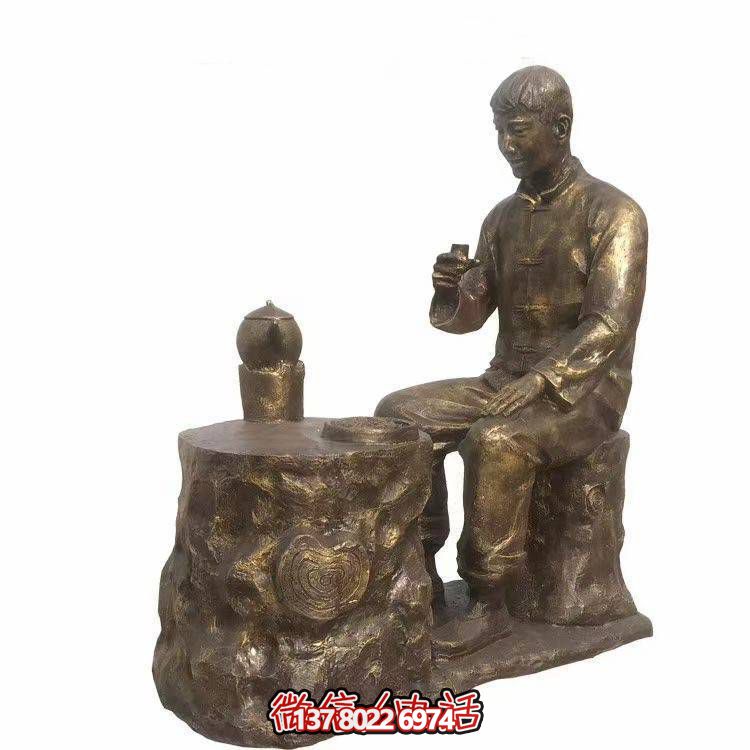 仿銅玻璃鋼人物小品雕塑，景觀戶外公園裝飾
