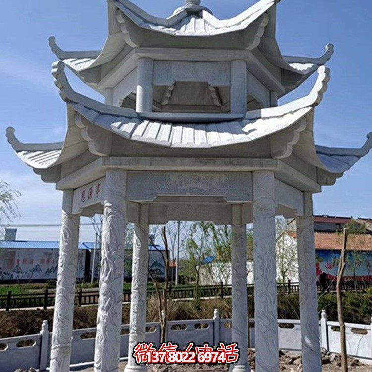 精美大理石石雕涼亭，打造完美的戶外園林景觀