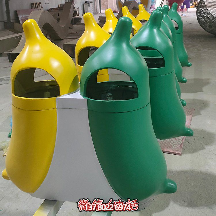 創(chuàng)意玻璃鋼垃圾桶，家庭園林裝飾擺件