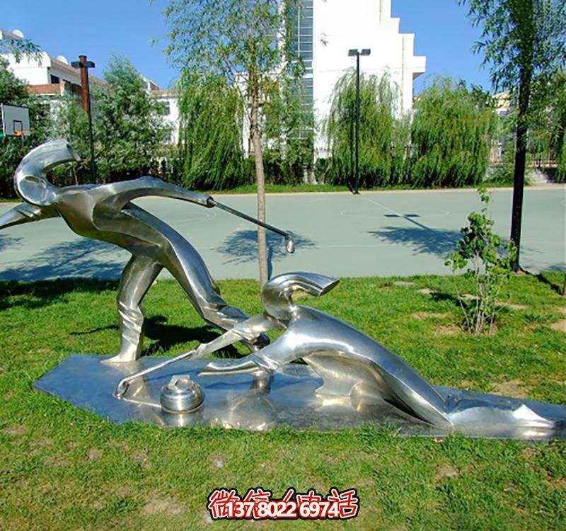 不銹鋼冰壺雕塑，點綴小區(qū)花園，創(chuàng)造休閑運動空間