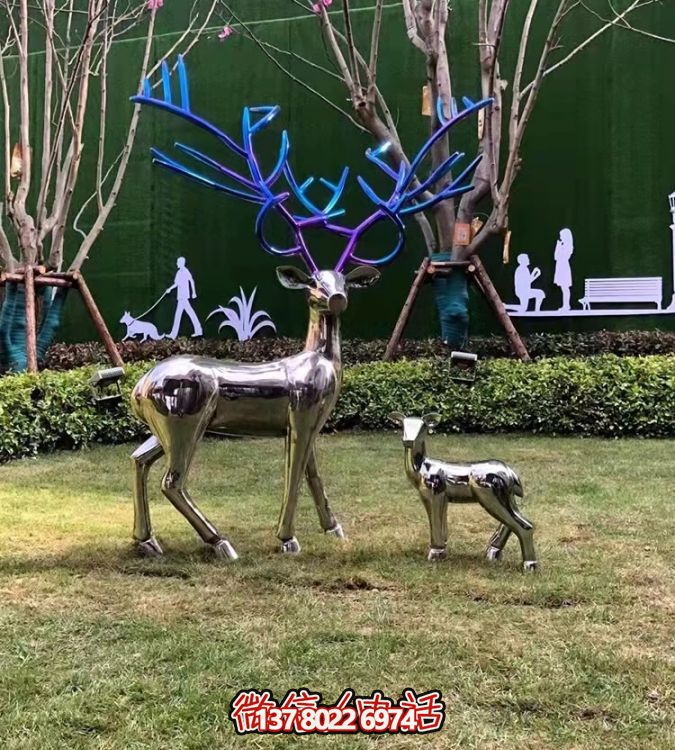 現(xiàn)代簡(jiǎn)約不銹鋼梅花鹿擺件，點(diǎn)綴您的庭院園林景觀