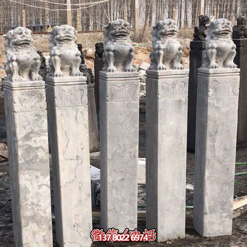 精美大理石獅子拴馬柱，點綴庭院園林