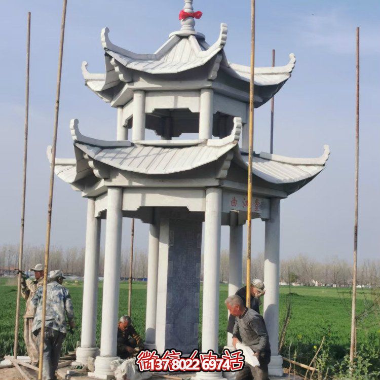 雙層大理石石雕涼亭，點綴家園，打造美麗園林景觀