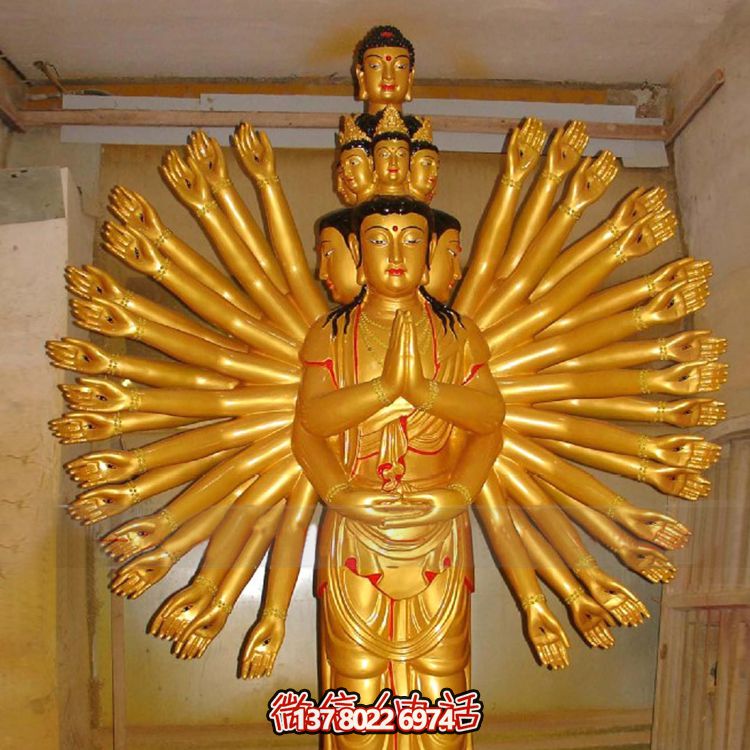 鎏金千手觀音大型雕塑，精美絕倫，醉人心魄