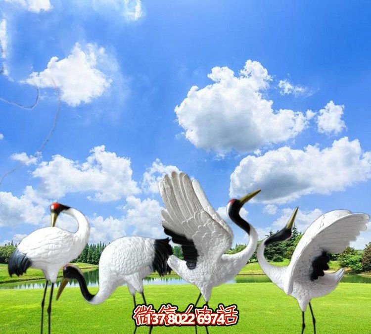 仙鶴彩繪玻璃雕塑，一次欣賞美麗風(fēng)景