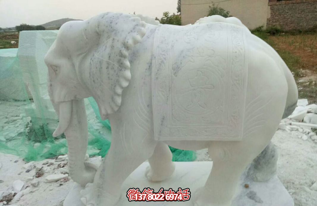 經(jīng)典漢白玉大象雕塑，戶外空間創(chuàng)意裝飾
