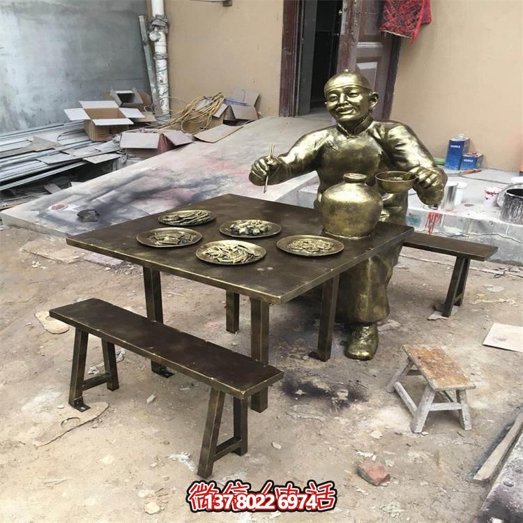 玻璃鋼仿銅人物雕塑擺件，高雅裝點戶外園林