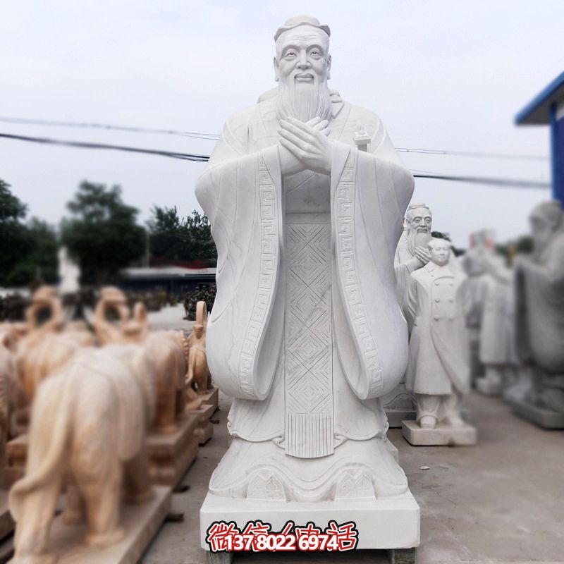 漢白玉孔子雕塑傳承中華文化，融入創(chuàng)意景區(qū)