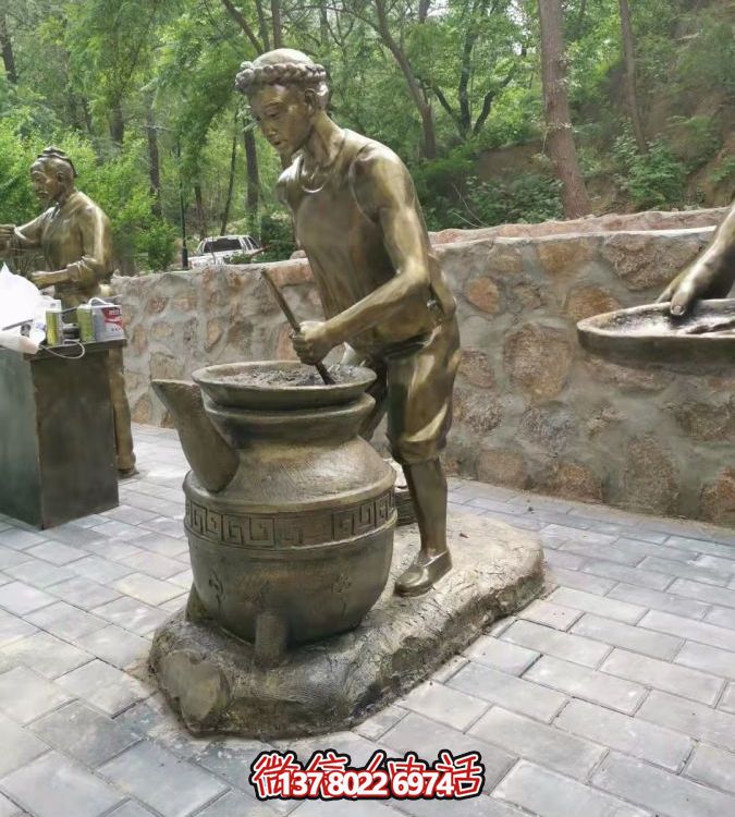 仿銅情景人物玻璃鋼雕塑，環(huán)境美化街道戶外小品
