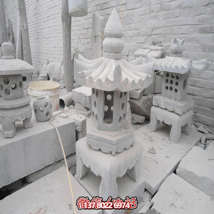 精美石燈鏤空大理石裝飾擺件，點(diǎn)亮你的漢白玉庭院