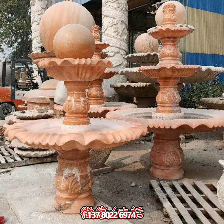 紅晚霞中式二層風(fēng)水球，讓你的庭院擺放流水轉(zhuǎn)運風(fēng)水