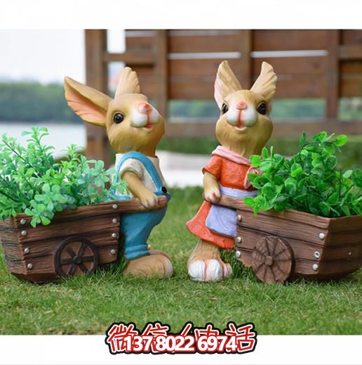 可愛(ài)兔子雕塑，點(diǎn)綴玻璃鋼戶(hù)外園林景觀