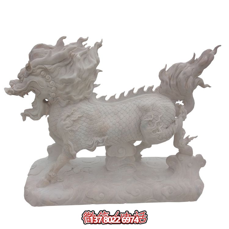 傳承漢白玉石雕麒麟雕塑，美化景區(qū)戶外環(huán)境