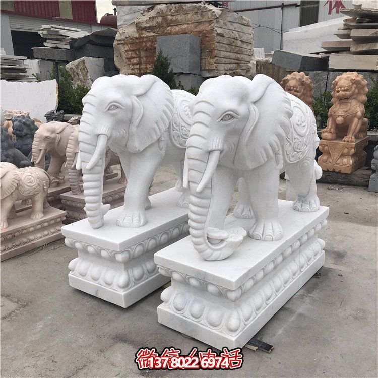 大理石石雕大型動(dòng)物雕塑，點(diǎn)綴庭院別墅門口