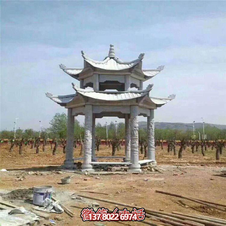 雙層雕塑涼亭，為景區(qū)、園林、戶外環(huán)境提供視覺美感