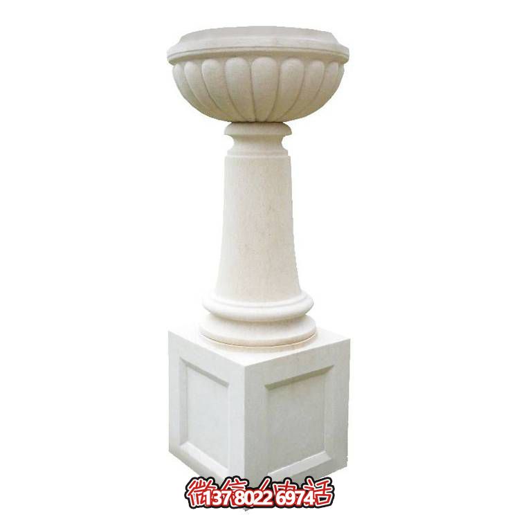 白砂巖石雕花盆，精美偶見(jiàn)