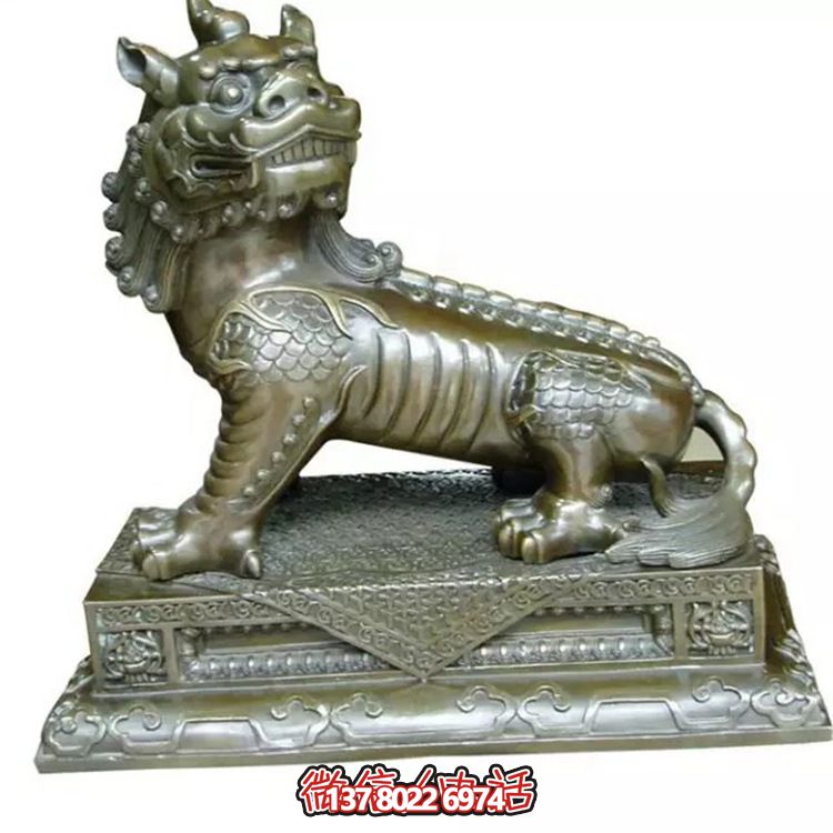 小型不銹鋼神麒麟雕塑，裝點庭院