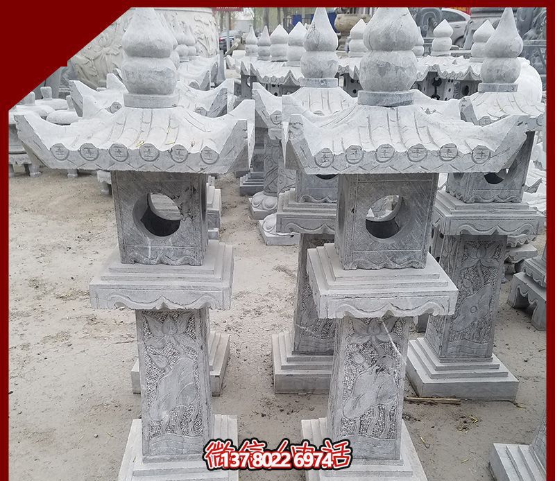仿古石雕燈籠，裝飾戶外寺廟