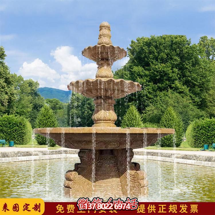 流水紅晚霞，石雕戶外景區(qū)擺件