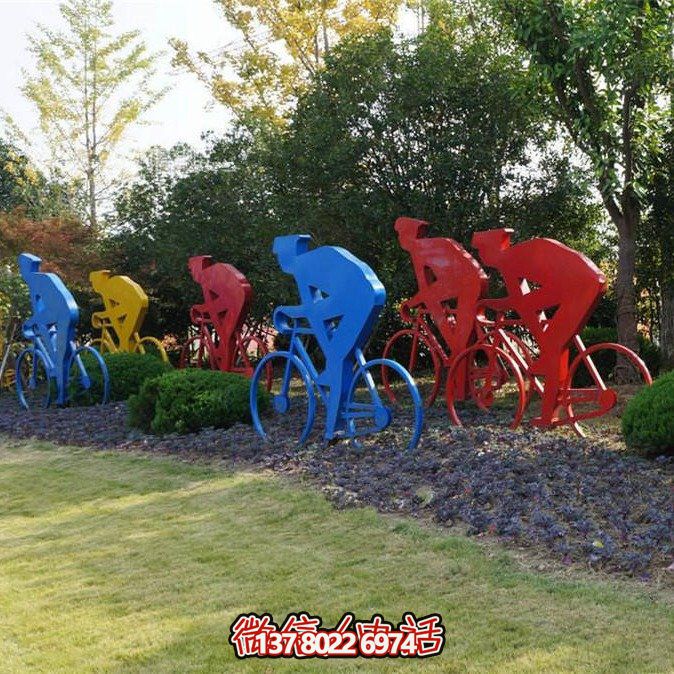不銹鋼剪影賽車擺件，點綴公園草坪