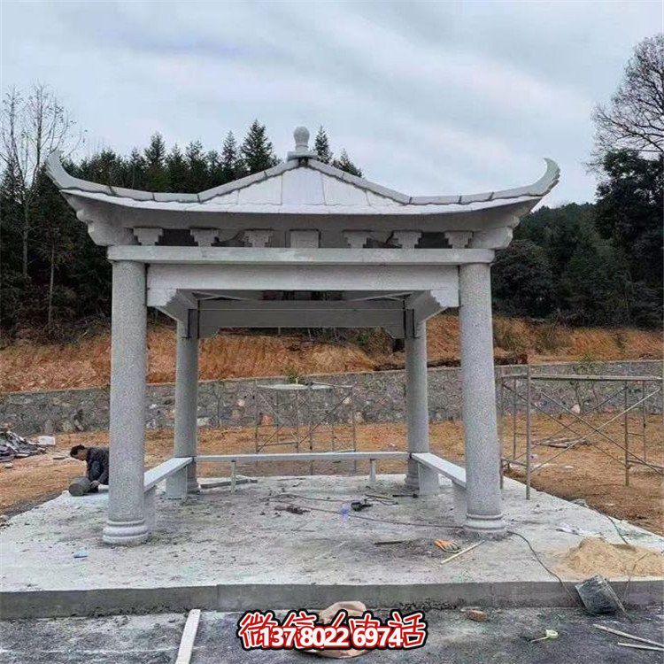 獨(dú)具魅力的石雕涼亭，點(diǎn)綴園林景觀