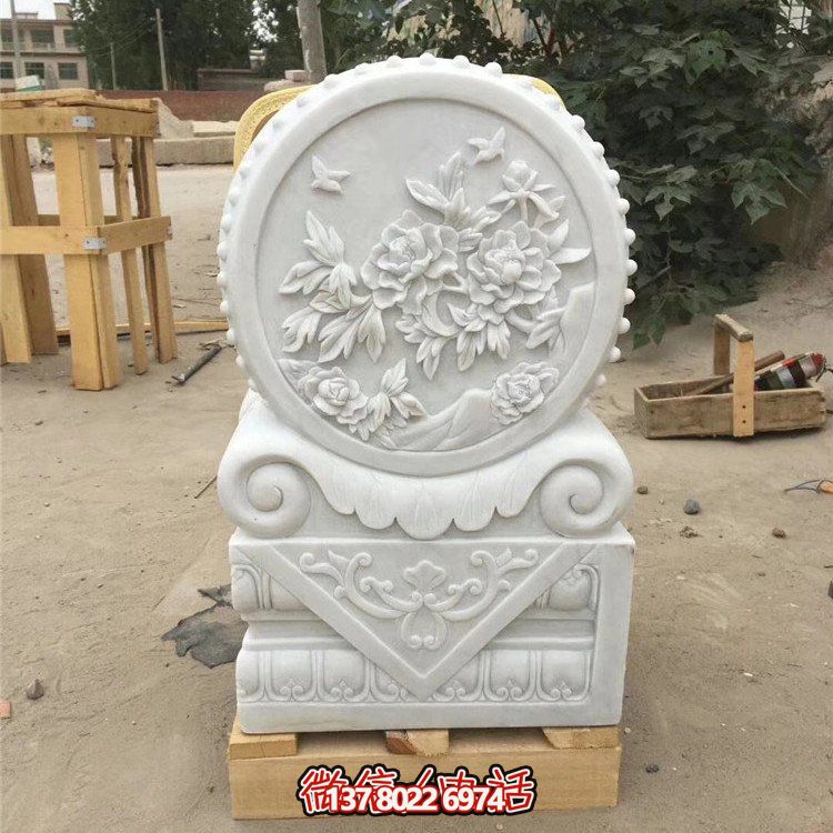 經(jīng)典石雕藝術(shù)，漢白玉石雕大理石門口門墩鎮(zhèn)宅鼓抱雕塑戶外裝飾