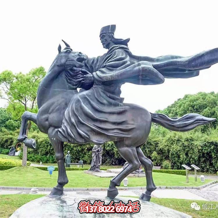 古典仿銅騎馬雕塑，玻璃鋼創(chuàng)意廣場裝飾