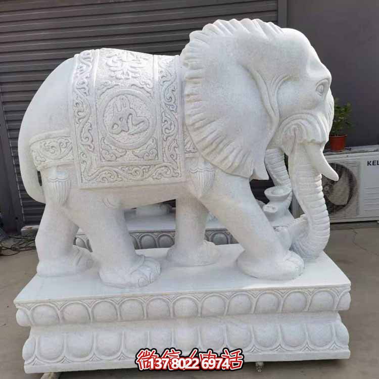 漢白玉雕塑藝術(shù)，景觀裝置招財大象