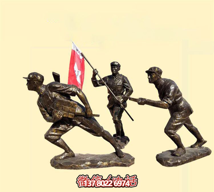 玻璃鋼八路軍雕塑，創(chuàng)意奔跑廣場裝飾