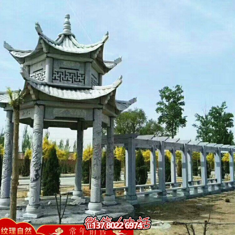 甄選優(yōu)質(zhì)大理石雙層涼亭，精美絕倫的雕塑美景