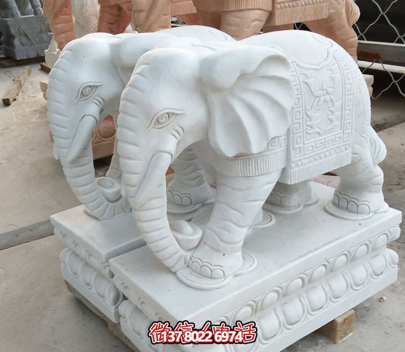 漢白玉雕塑，招財(cái)大象，令您鎮(zhèn)宅景區(qū)庭院更加迷人