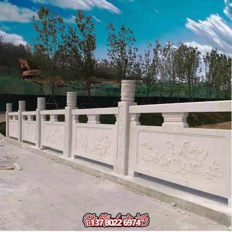 漢白玉雕花石欄桿，公園河道護(hù)欄欄桿