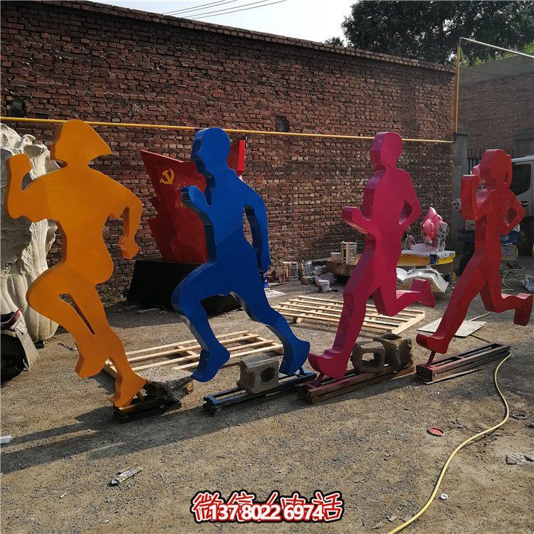 跑步，玻璃鋼剪影抽象人物運(yùn)動(dòng)雕塑