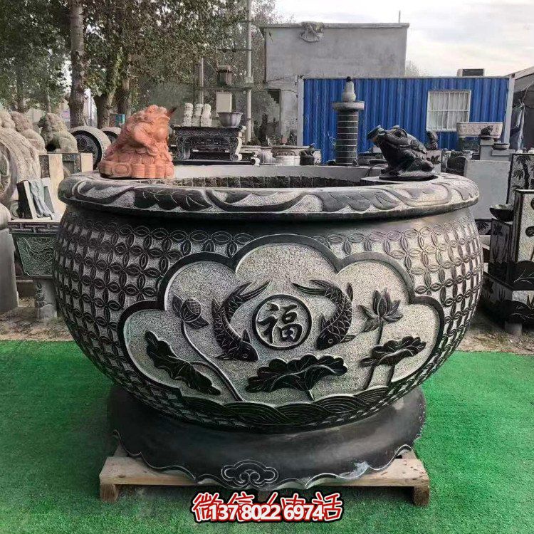 青石大水缸，石雕缸