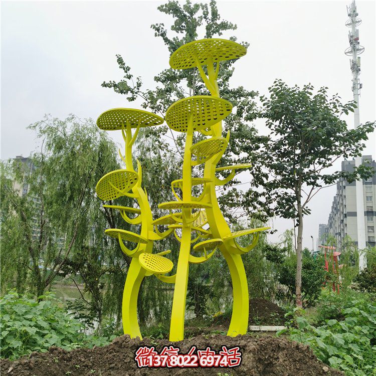 不銹鋼抽象樹，網狀樹葉樹冠