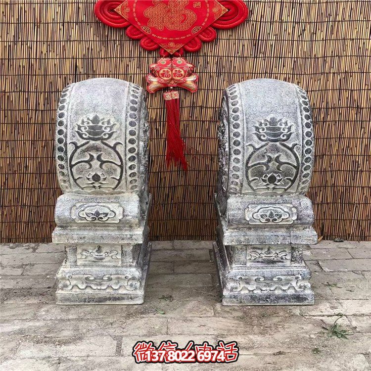 青石仿古抱鼓石，大理石古建大門門墩